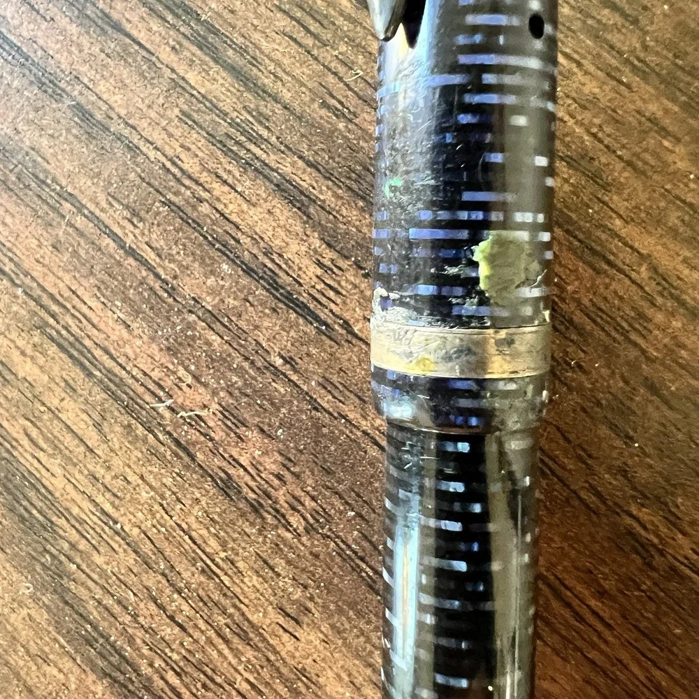 Parker Vacumatic Blue Pearl Major Blue Diamond Fountain Pen 14K Gold Nib Working